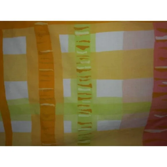 Vintage Yellow Green Orange Pink Checked/Plaid Standard Pillowcase - Picture 2 of 6